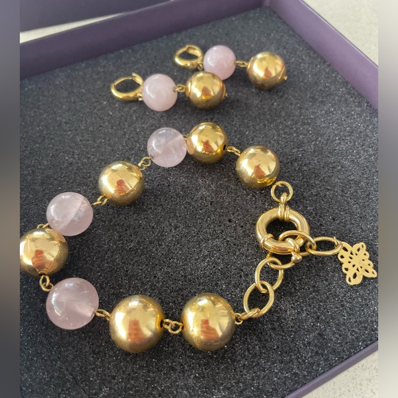 Italian set bracelet and earrings gold plated gorgeous - Picture 5 of 7